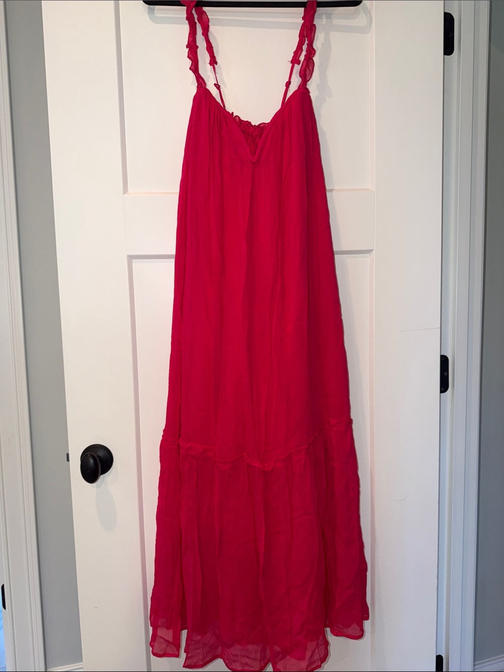 Anthropologie Hot Pink Tiered Maxi Dress